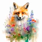 Red fox watercolor Art Print